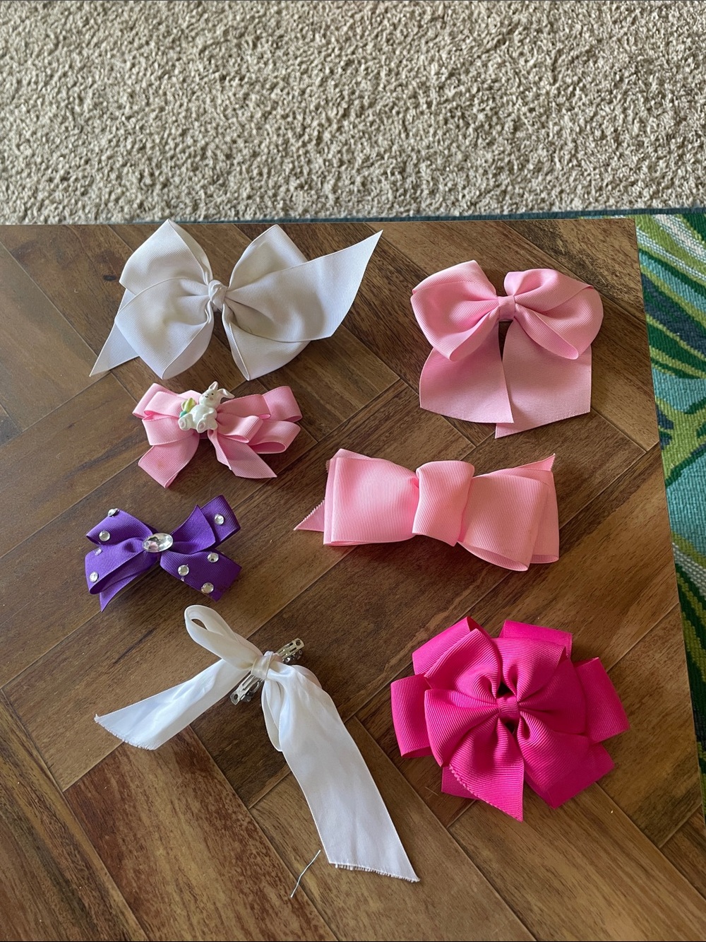 Girls Pink and White Hair Bow Set - Kids Accessories